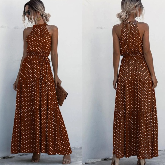 Boho gypsy dot halter maxi dress - Picture 3 of 10